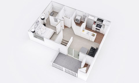 Floor plan for 1 bed, 1 bath, 701 sqft